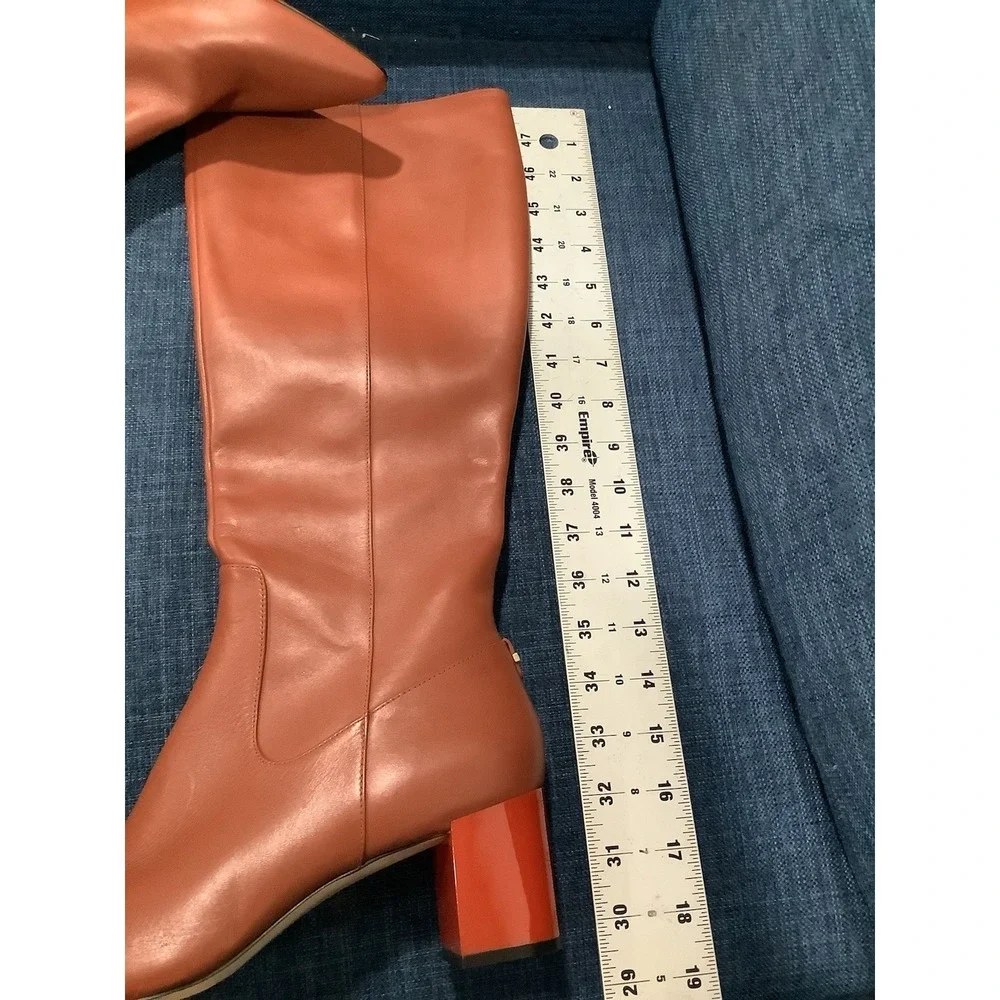 Calvin Klein Beautiful Knee High  Boots Leather US 8.5 Brown Gold